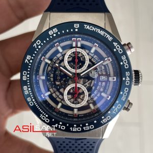 TAG Heuer Carrera Calibre Heuer 01 Skeleton Chronograph 44mm Mavi Kadran Replika Saat