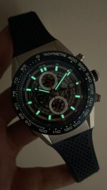 TAG Heuer Carrera Calibre Heuer 01 Skeleton Chronograph 44mm Mavi Kadran Replika Saat