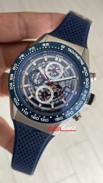 TAG Heuer Carrera Calibre Heuer 01 Skeleton Chronograph 44mm Mavi Kadran Replika Saat