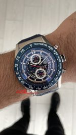 TAG Heuer Carrera Calibre Heuer 01 Skeleton Chronograph 44mm Mavi Kadran Replika Saat