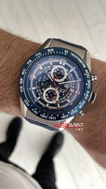TAG Heuer Carrera Calibre Heuer 01 Skeleton Chronograph 44mm Mavi Kadran Replika Saat