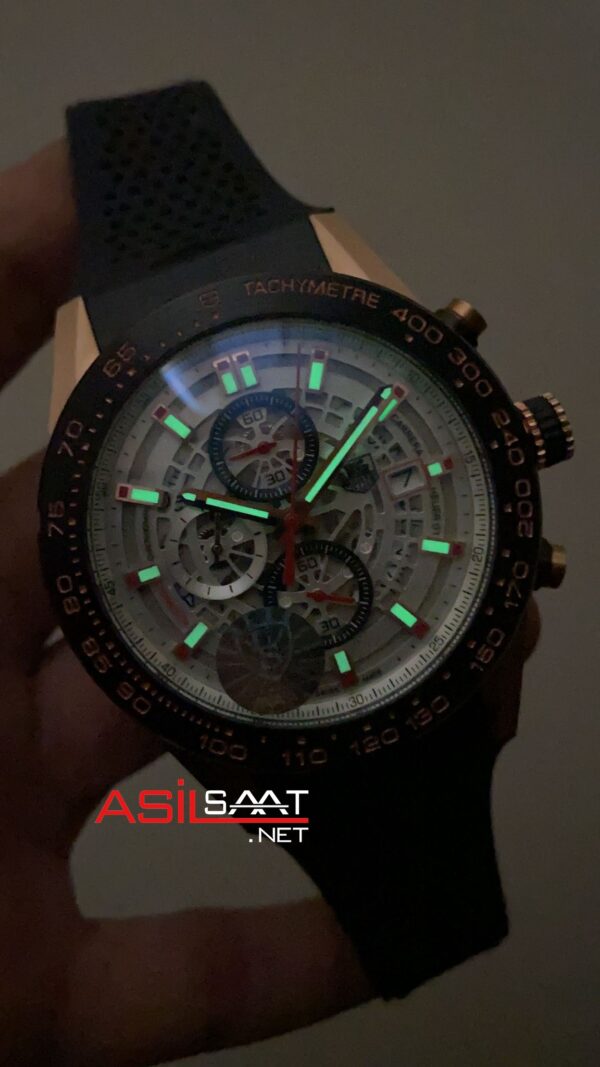 TAG Heuer Carrera Calibre Heuer 01 Skeleton Rose Beyaz Kadran TAG Heuer Carrera Calibre Heuer 01 Skeleton Rose Beyaz Kadran