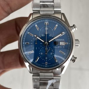 TAG Heuer Carrera Calibre Heuer 02 Mavi Kadran Silver 43mm Replika Saat
