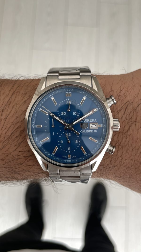 TAG Heuer Carrera Calibre Heuer 02 Mavi Kadran Silver 43mm Replika Saat