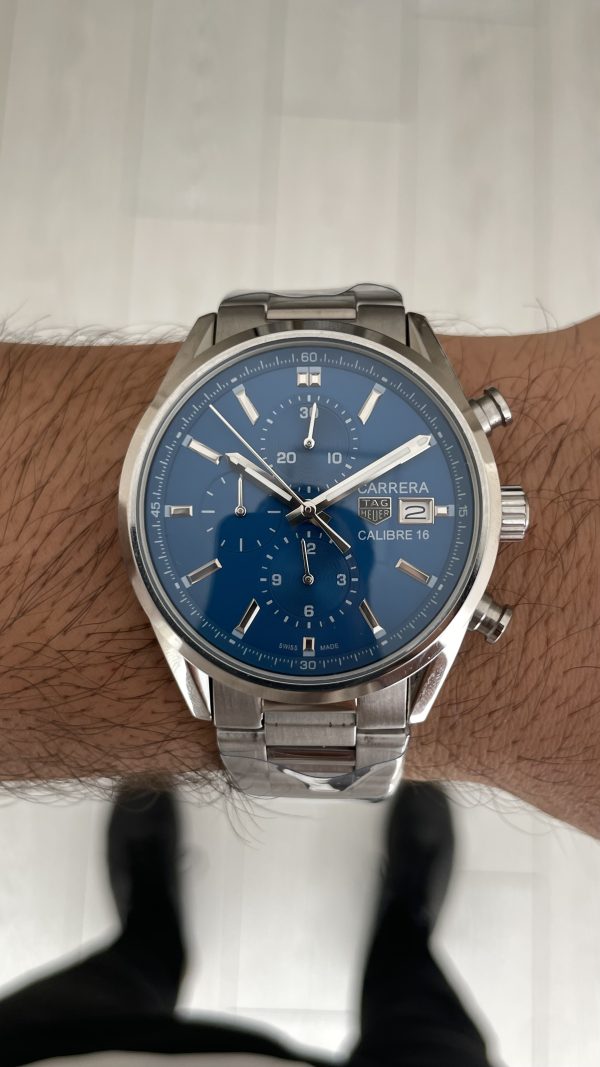 TAG Heuer Carrera Calibre Heuer 02 Mavi Kadran Silver 43mm Replika Saat