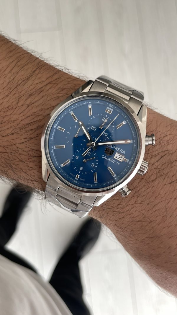 TAG Heuer Carrera Calibre Heuer 02 Mavi Kadran Silver 43mm Replika Saat