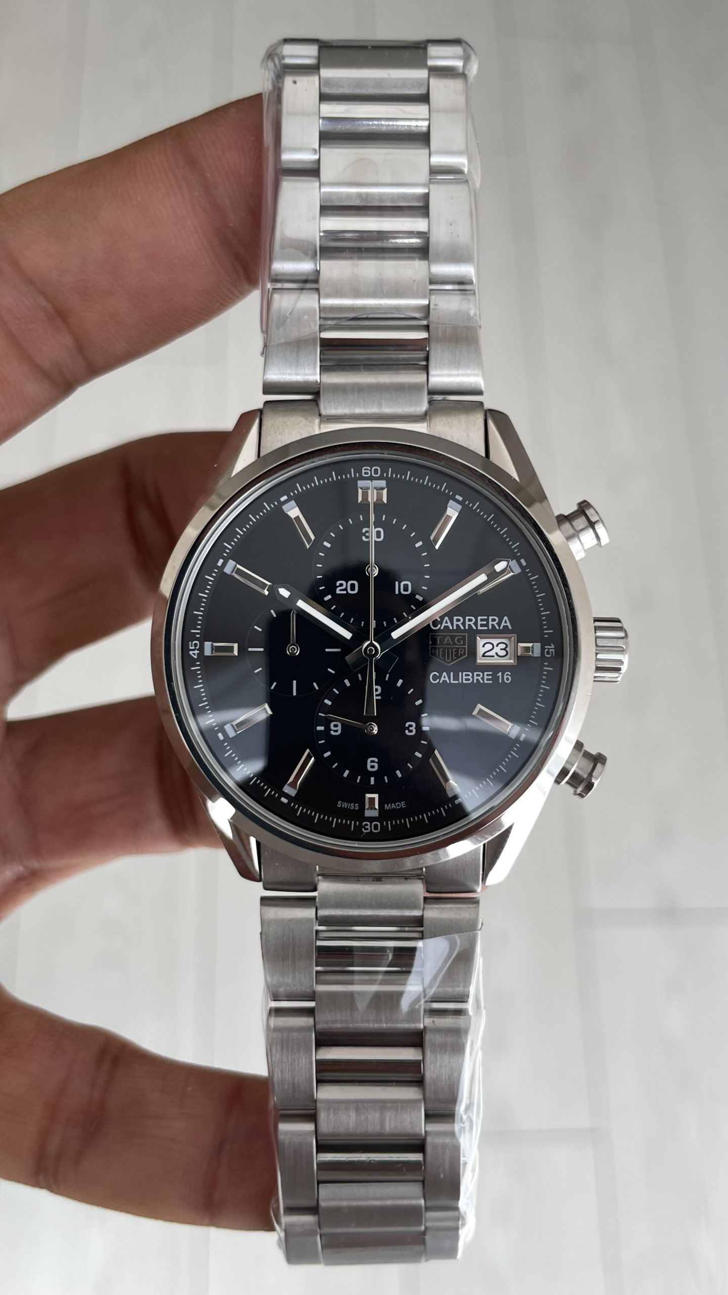 TAG Heuer Carrera Calibre Heuer 02 Siyah Kadran Silver 43mm Replika Saat TAG Heuer Carrera Calibre Heuer 02 Siyah Kadran Silver 43mm Replika Saat