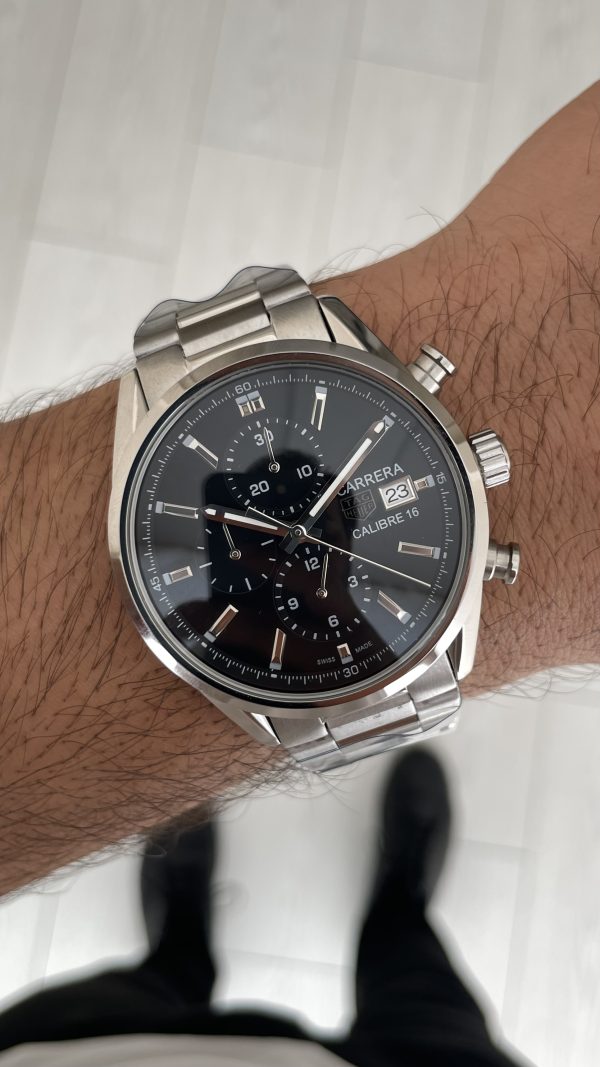 TAG Heuer Carrera Calibre Heuer 02 Siyah Kadran Silver 43mm Replika Saat TAG Heuer Carrera Calibre Heuer 02 Siyah Kadran Silver 43mm Replika Saat