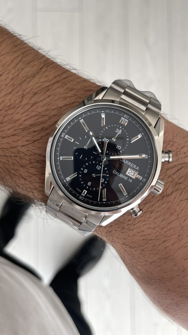 TAG Heuer Carrera Calibre Heuer 02 Siyah Kadran Silver 43mm Replika Saat TAG Heuer Carrera Calibre Heuer 02 Siyah Kadran Silver 43mm Replika Saat