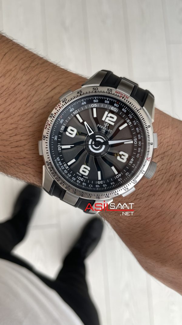 Perrelet Turbine Pilot A1085 Silver 48mm Replika Saat Perrelet Turbine Pilot A1085 Silver 48mm Replika Saat