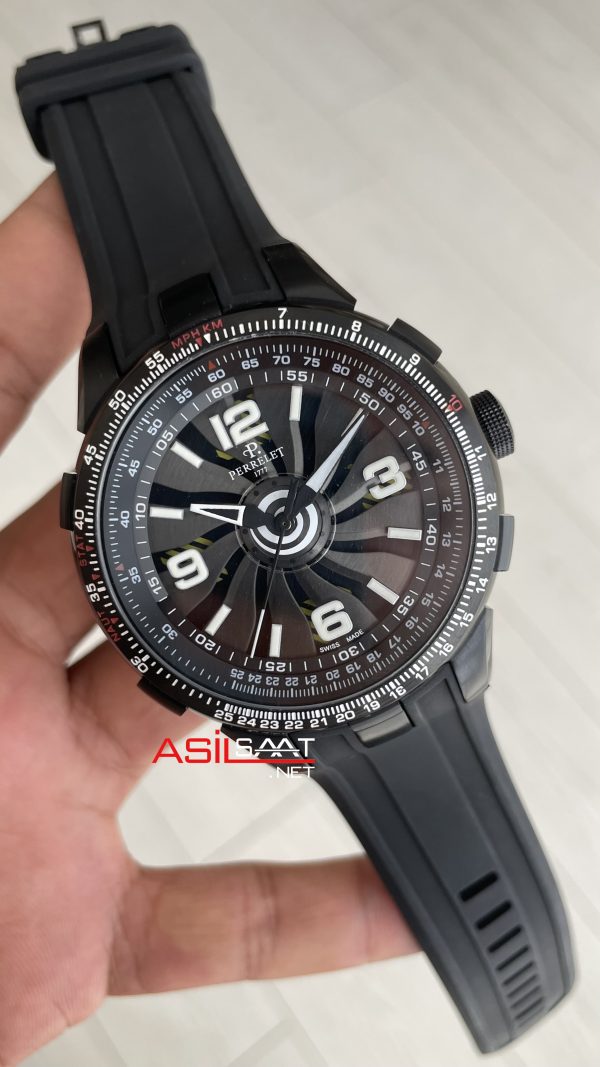 Perrelet Turbine Pilot A1086 Siyah PVD 48mm Replika Saat