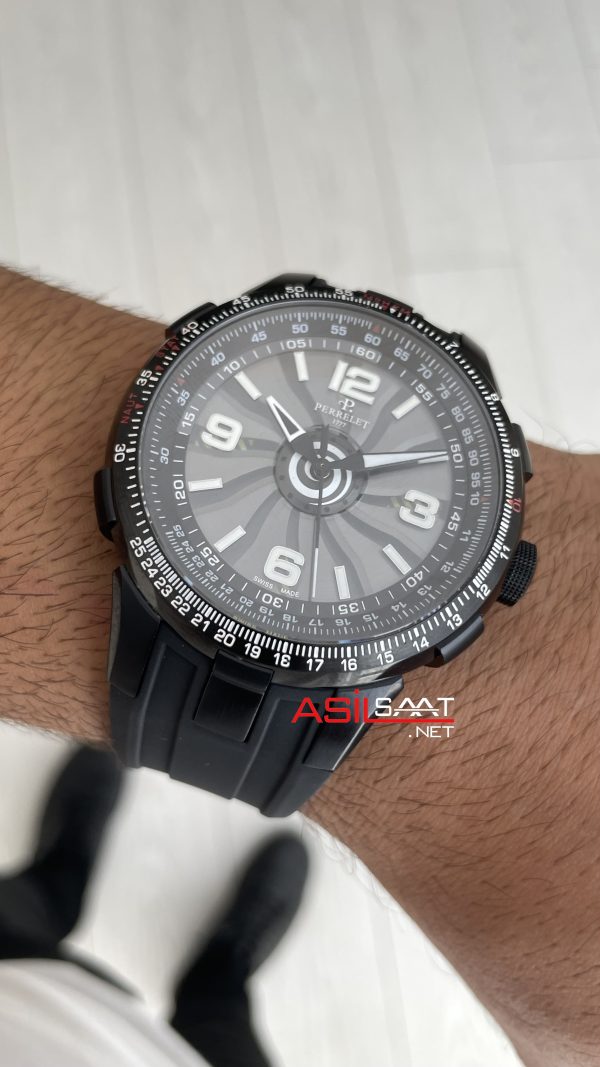 Perrelet Turbine Pilot A1086 Siyah PVD 48mm Replika Saat