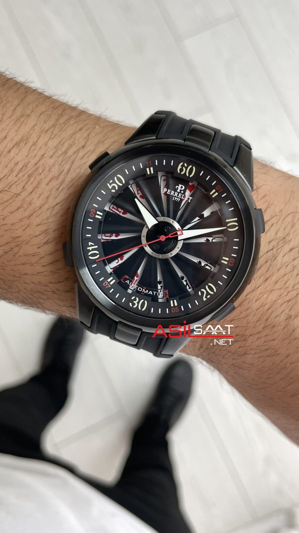 Perrelet Turbine Poker Face A4052 PVD Black 48 mm Replika Saat
