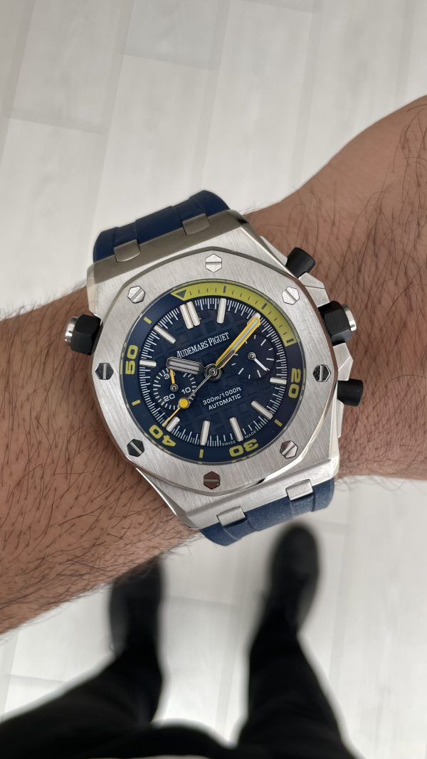 Audemars Piguet Royal Oak Offshore Diver Chronograph Mavi Kadran 26703ST Silver 42 mm Replika Saat Audemars Piguet Royal Oak Offshore Diver Chronograph Mavi Kadran 26703ST Silver 42 mm Replika Saat