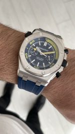 Audemars Piguet Royal Oak Offshore Diver Chronograph Mavi Kadran 26703ST Silver 42 mm Replika Saat