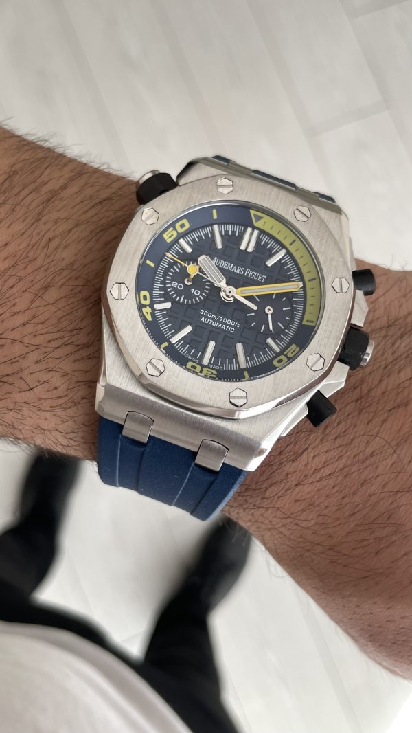 Audemars Piguet Royal Oak Offshore Diver Chronograph Mavi Kadran 26703ST Silver 42 mm Replika Saat Audemars Piguet Royal Oak Offshore Diver Chronograph Mavi Kadran 26703ST Silver 42 mm Replika Saat