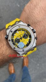 Audemars Piguet Royal Oak Offshore Diver Chronograph Sarı Kadran 42 mm 26703ST Yellow Replika Saat APOD027