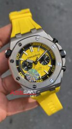 Audemars Piguet Royal Oak Offshore Diver Chronograph Sarı Kadran 42 mm 26703ST Yellow Replika Saat APOD027