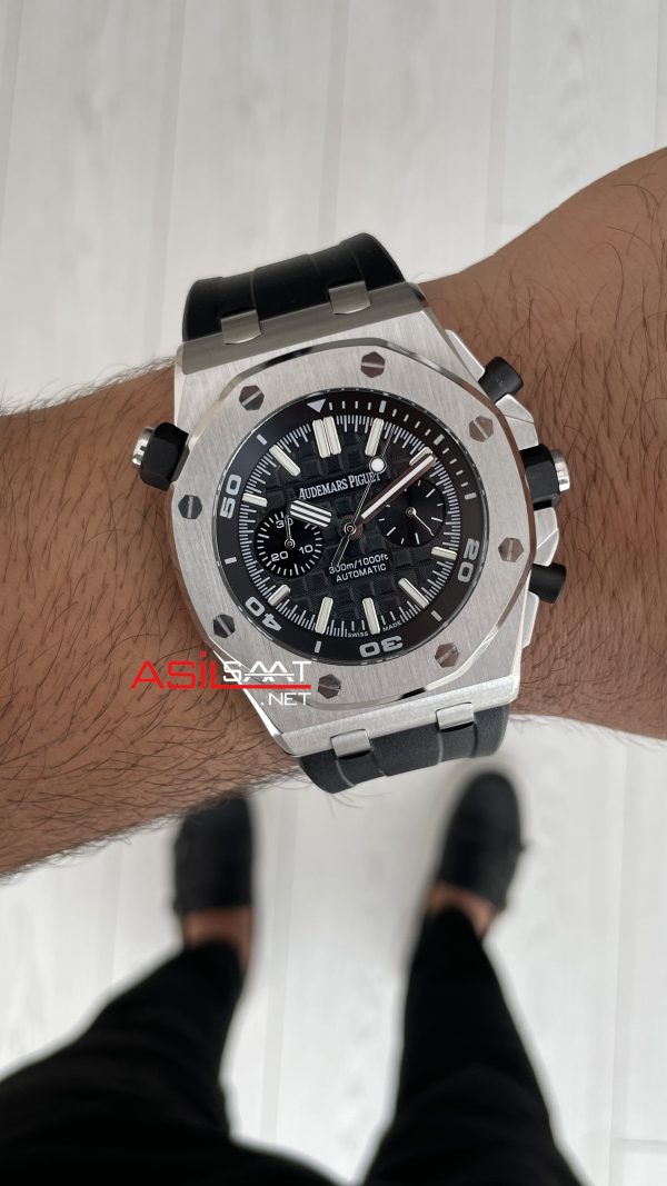 Audemars Piguet Royal Oak Offshore Diver Chronograph Siyah Kadran 26703ST Silver 42 mm Replika Saat
