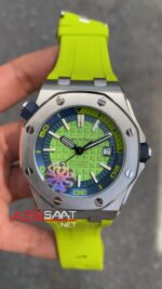 Audemars Piguet Royal Oak Offshore Diver Limon Yeşili Kadran 42 mm 15710ST.OO.A038CA.01 Lime Green Replika Saat APOD009