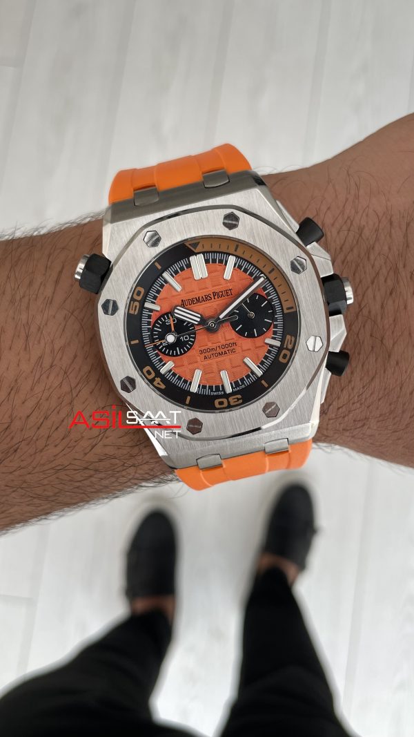 Audemars Piguet Royal Oak Offshore Diver Turuncu Kadran 26703ST Orange 42mm Replika Saat