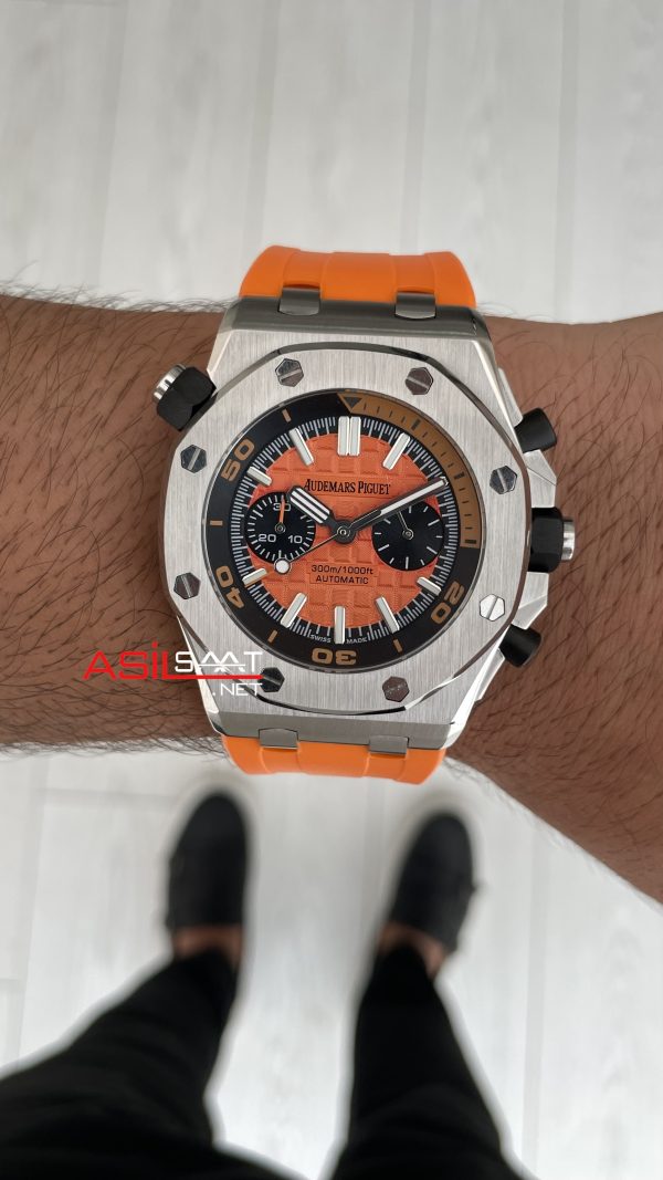 Audemars Piguet Royal Oak Offshore Diver Turuncu Kadran 26703ST Orange 42mm Replika Saat
