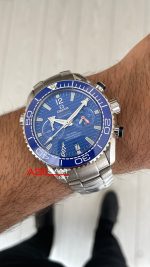 Omega Planet Ocean Seamaster 007 James Bond Chronograph Mavi Kadran Replika Saat
