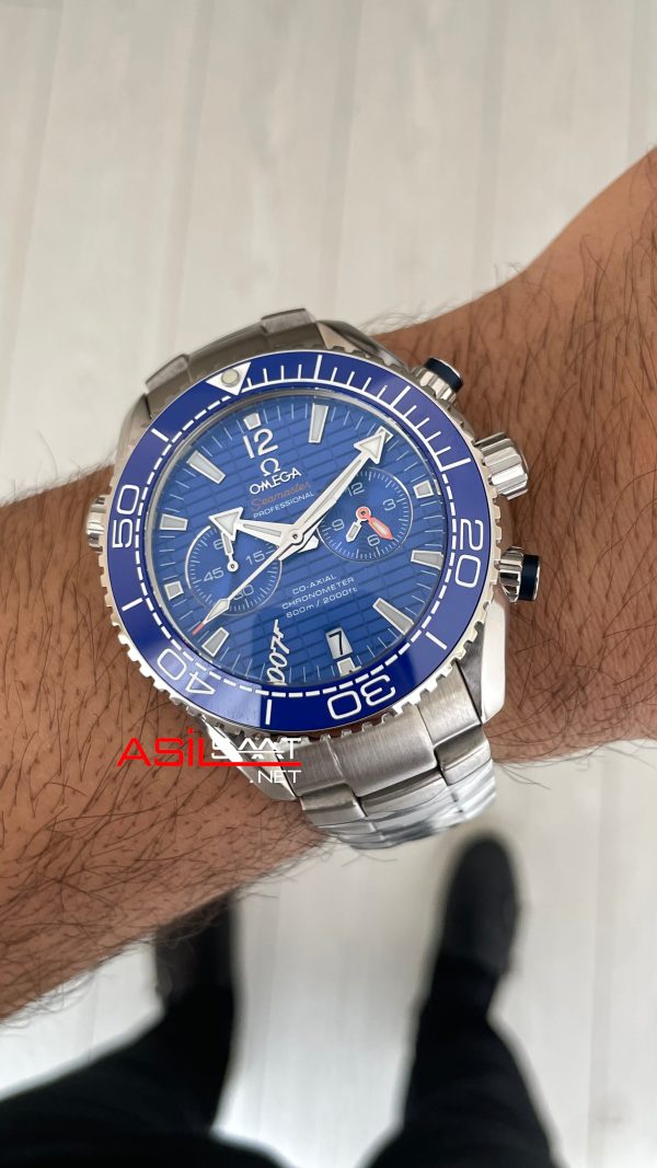 Omega Planet Ocean Seamaster 007 James Bond Chronograph Mavi Kadran Replika Saat Omega Planet Ocean Seamaster 007 James Bond Chronograph Mavi Kadran Replika Saat