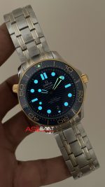 Omega Seamaster Diver 300M Mavi Kadran 42mm Two Tone Gold 210.20.42.20.03.001 Tungsten 18K DD8800 VS Factory 1:1 Super Clone Swiss ETA Saat