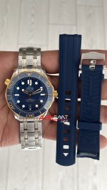 Omega Seamaster Diver 300M Mavi Kadran 42mm Two Tone Gold 210.20.42.20.03.001 Tungsten 18K DD8800 VS Factory 1:1 Super Clone Swiss ETA Saat