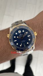 Omega Seamaster Diver 300M Mavi Kadran 42mm Two Tone Gold 210.20.42.20.03.001 Tungsten 18K DD8800 VS Factory 1:1 Super Clone Swiss ETA Saat