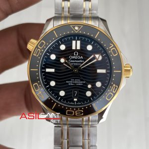 Omega Seamaster Diver 300M Siyah Kadran 42mm Two Tone Gold 210.20.42.20.01.002 Tungsten 18K DD8800 VS Factory 1:1 Super Clone Swiss ETA Saat