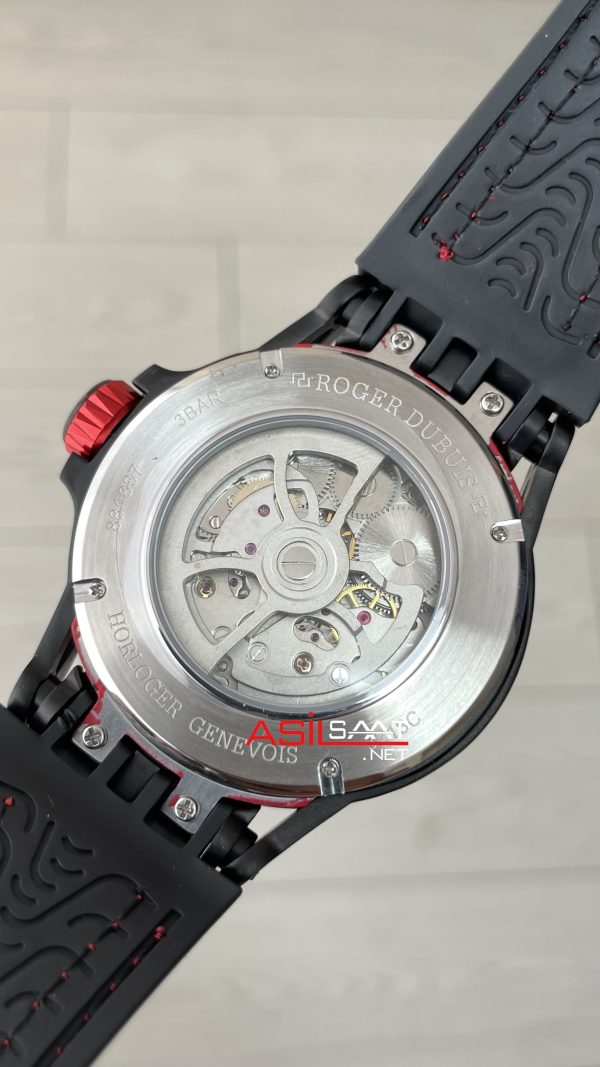 Roger Dubuis Excalibur Spider Pirelli Double Flying Tourbillon Kırmızı PVD Black 48mm Replika Saat