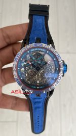 Roger Dubuis Excalibur Spider Pirelli Double Flying Tourbillon Mavi 48mm Replika Saat