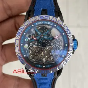 Roger Dubuis Excalibur Spider Pirelli Double Flying Tourbillon Mavi 48mm Replika Saat