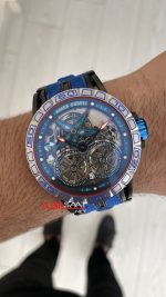Roger Dubuis Excalibur Spider Pirelli Double Flying Tourbillon Mavi 48mm Replika Saat