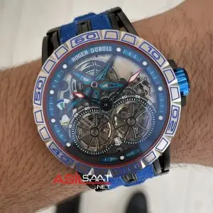 Roger Dubuis Excalibur Spider Pirelli Double Flying Tourbillon Mavi 48mm Replika Saat