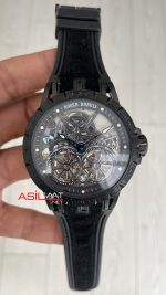 Roger Dubuis Excalibur Spider Pirelli Double Flying Tourbillon PVD Black 48mm Replika Saat