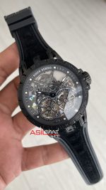 Roger Dubuis Excalibur Spider Pirelli Double Flying Tourbillon PVD Black 48mm Replika Saat