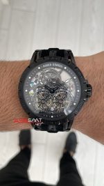 Roger Dubuis Excalibur Spider Pirelli Double Flying Tourbillon PVD Black 48mm Replika Saat
