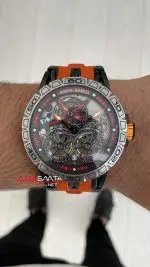 Roger Dubuis Excalibur Spider Pirelli Double Flying Tourbillon Turuncu 48mm Replika Saat
