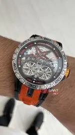 Roger Dubuis Excalibur Spider Pirelli Double Flying Tourbillon Turuncu 48mm Replika Saat