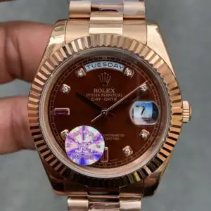 Rolex Day Date President Chocolate Diamond 40 mm Everose Gold Replika Saat ROLDD052