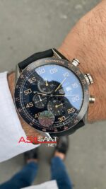 TAG Heuer Carrera Calibre16 Siyah Kadran Seramik Bezel Deri Süvet Kordon