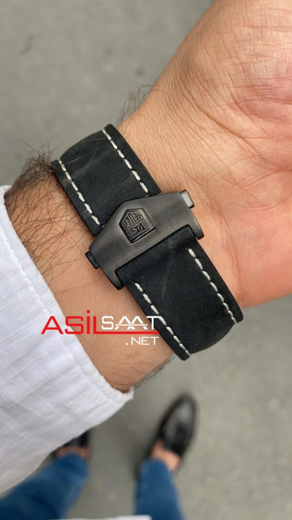 TAG Heuer Carrera Calibre16 Siyah Kadran Seramik Bezel Deri Süvet Kordon