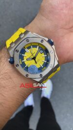Audemars Piguet Royal Oak Offshore Diver Sarı Kadran 42 mm 15710ST.OO.A051CA.01 Yellow Replika Saat APOD007
