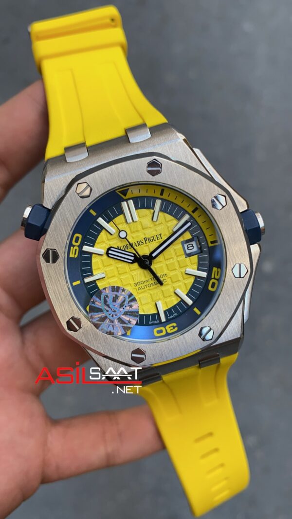 Audemars Piguet Royal Oak Offshore Diver Sarı Kadran 42 mm 15710ST.OO.A051CA.01 Yellow Replika Saat APOD007