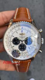Breitling Navitimer 01 Beyaz Kadran Kahverengi Kordon