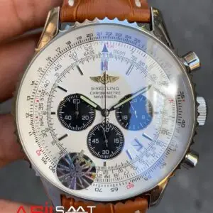 Breitling Navitimer 01 Beyaz Kadran Kahverengi Kordon