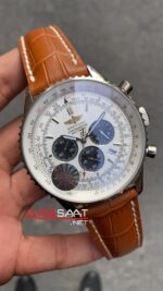 Breitling Navitimer 01 Beyaz Kadran Kahverengi Kordon